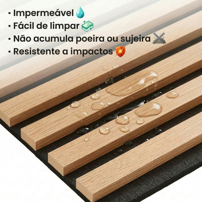 Painel Acústico Ripado Carvalho Natural Revestimento  Vinílico