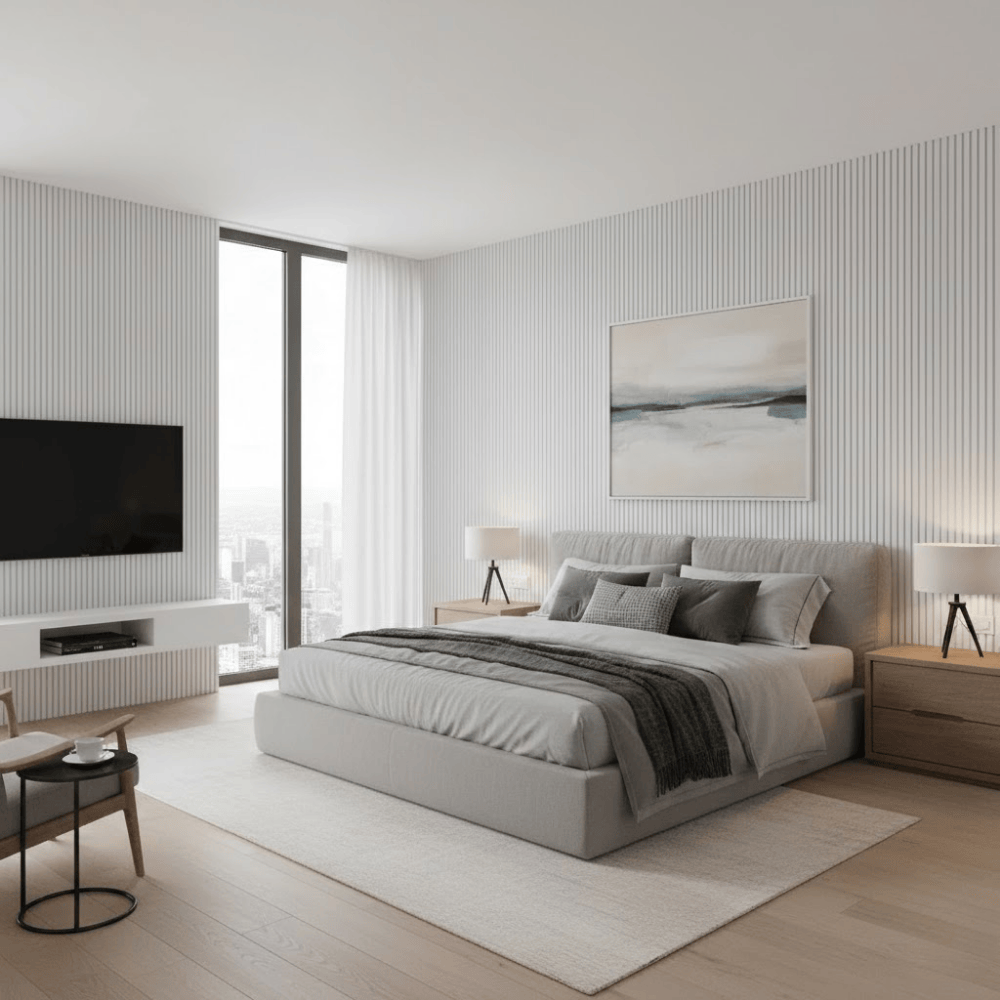 Painel Acústico Ripado Branco