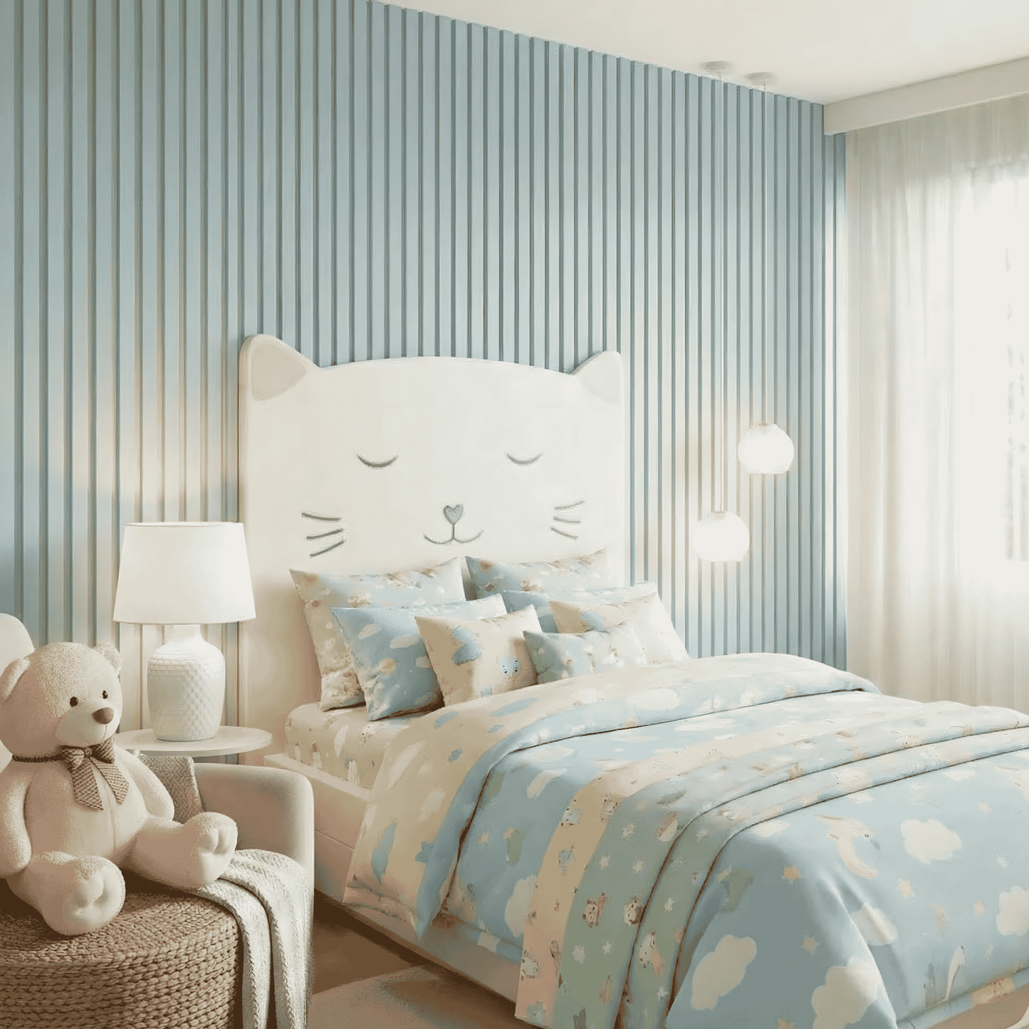 Light Blue Slatted Acoustic Panel 🩵